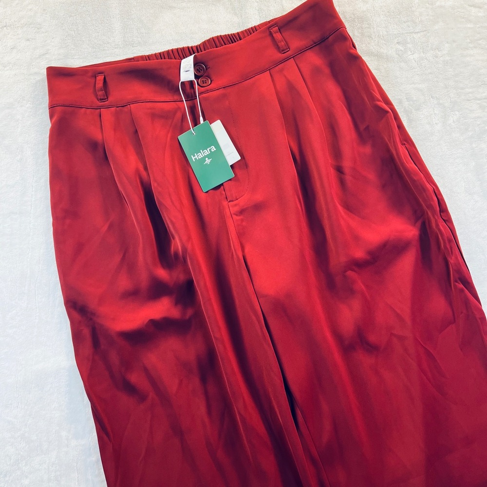Halara Brick Red High Waisted Wide Leg Pleated Work Pants Size XL Regular